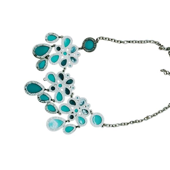 Green & Gold Chunky Statement Necklace 21" - Picture 2 of 4